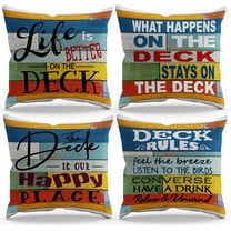 Life is Better On The Porch Throw Pillow Cover Pillowcase 18x18 Inch Set of 4 Decor for Farmhouse Porch Bench Pillow Room Bed Sofa, Porch Decor, Porch Rules Pillow, Gifts Housewarming