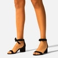thumbnail image 4 of XYD Women Elegant Round Open Toe Tie Up Ankle Strap Sandals Chunky Block Low Heel Summer Casual Shoes Size 16 Black, 4 of 4