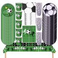 thumbnail image 2 of Suministros de decoración de fiesta de fútbol, pancarta de cumpleaños, globo con número verde, platos de papel desechables, servilletas, mantel, 32 pulgadas, 2 of 5