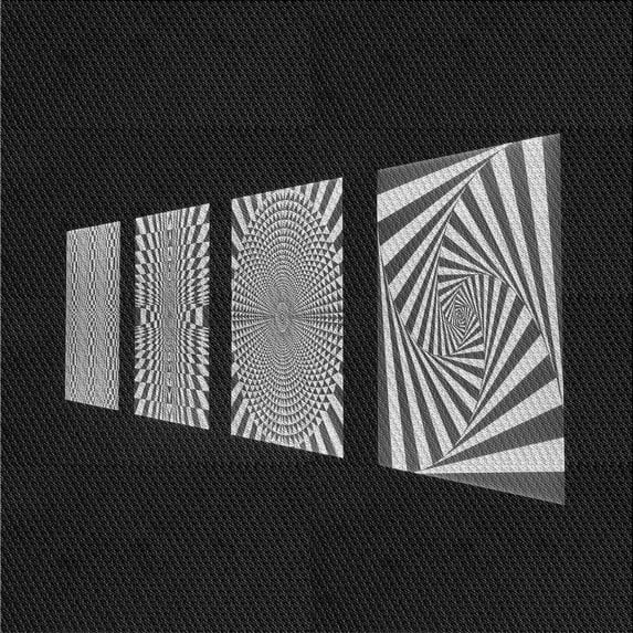 Ahgly Company Indoor Square Patterned Night Black Area Rugs, 4' Square