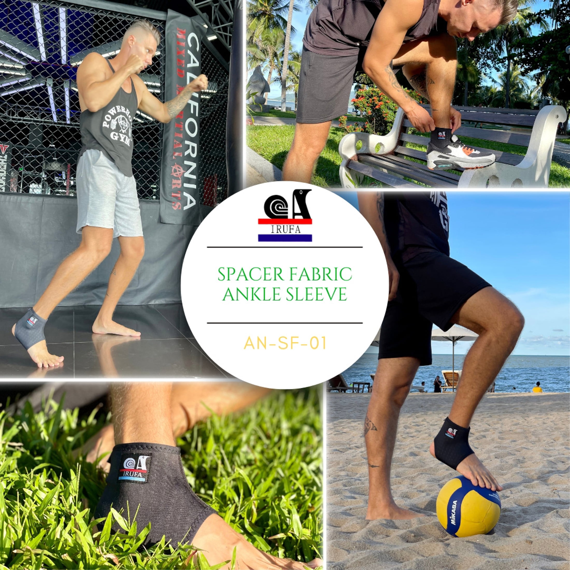 Irufa AN-SF-01 3D Breathable Latex-Free Ankle Sleeve Support Brace Stabilizer, Black, XL, 1 Count