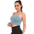 thumbnail image 5 of Women's Longline Sports Bra Workout Crop Tank Tops Built in Bra Padded Medium Support Yoga Bra, 5 of 7