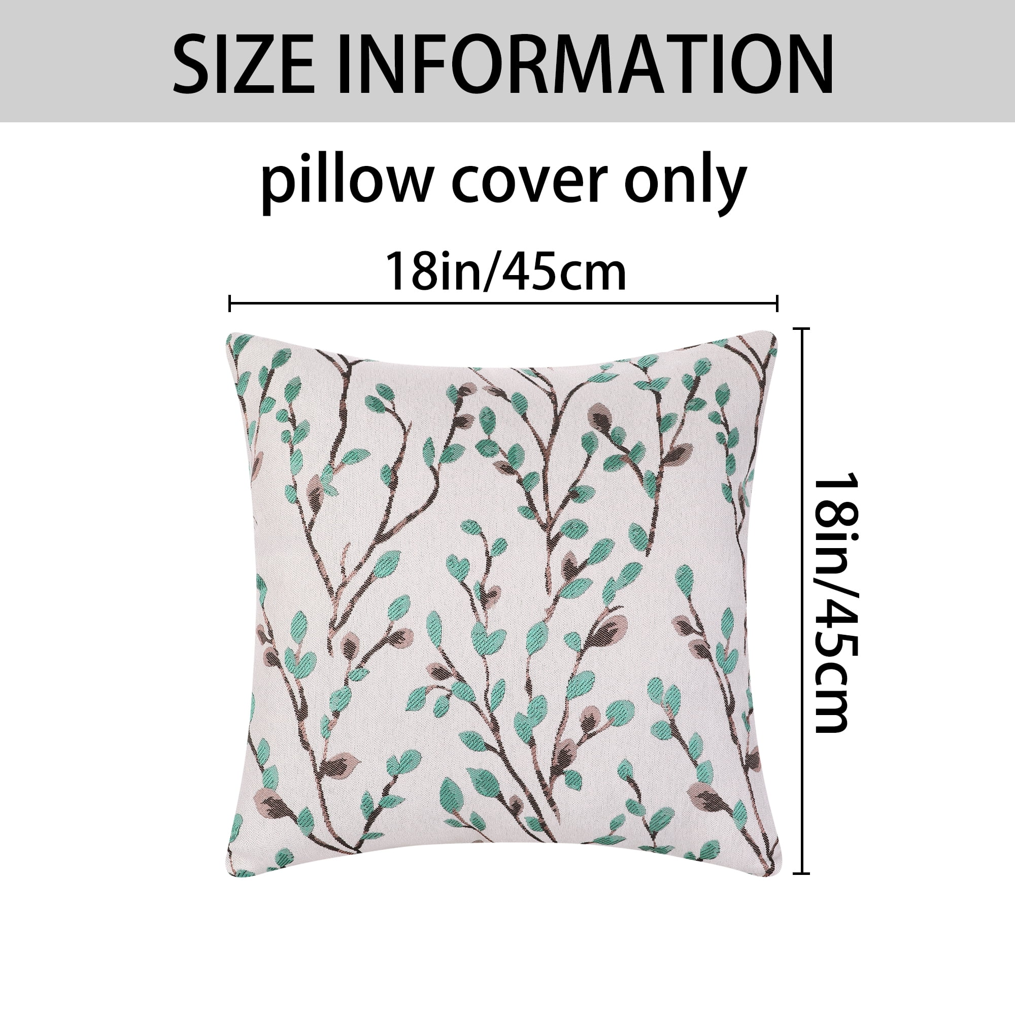 Unique Bargains Floral Pattern Decoration Throw Pillow Cover Green Flower 18" x 18"