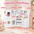 thumbnail image 3 of Wisairt Corner Wooden Play Kitchen for Kids, Interactive Pretend Play Kitchen with Realistic Lights & Sounds, 23 Pcs Cooking Accessories, Age 3+, White, 3 of 7