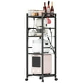 thumbnail image 6 of DJZ 4 Tier Kitchen Storage Shelf Kitchen Trolley Kitchen Rolling Cart Free-Standing Storage Rack Storage Shelf with Wheels,Utility Shelf Microwave Stand Storage Cart Height Adjustable (Black), 6 of 13