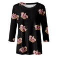 thumbnail image 4 of PMUYBHF T-Shirt Imprimé Joyeuses Fêtes Manches 3/4 Col Rond Blouse 5708 m, 4 of 5