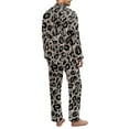 thumbnail image 2 of SCRAWLGOD Leopard Print Gray Black Mens Pajamas Set, 2 Pieces Breathable Cozy Notch Collar Pajamas for Men, Casual Long Sleeve Mens Sleepwear with Pockets & Elastic Band, XXL, 2 of 6