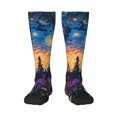 thumbnail image 1 of Fotbe Cosmic Irises At Twilight Calcetas Divertidas Estampadas para Hombre y Mujer, Calcetas de Algodón hasta la Rodilla para Caminar, Correr, Enfermería y Embarazo, 1 of 6