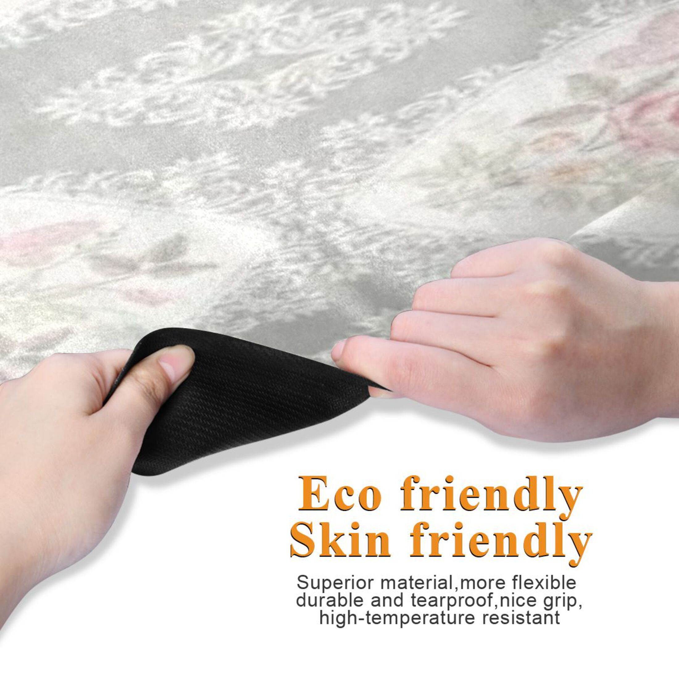 BZSMCE Yoga Mat Women Fitness Mat Light Gray Floral Medallion Pattern