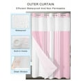 thumbnail image 2 of No Hook Cloth Fabric Shower Curtain with Snap in Liner, Pink White Stripe Waterproof Shower Curtains Set with See Through Top Window, Modern Rustic Vertical Striped Bath Curtains Shower 36"x78", 2 of 6