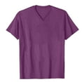 thumbnail image 4 of Odbmxy Short Sleeve Mens V-Neck T Shirts Basic Mens Clothes Shirts Workout Plain Color Purple Loose Casual Shirts, 4 of 4