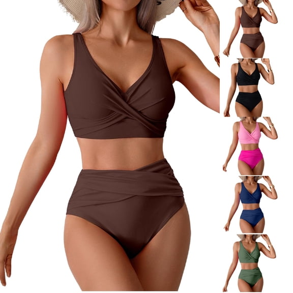 Women's Two Piece Bikini Set Sexy High Waisted Swimsuit for Beach Vacation Summer,Army Green,L
