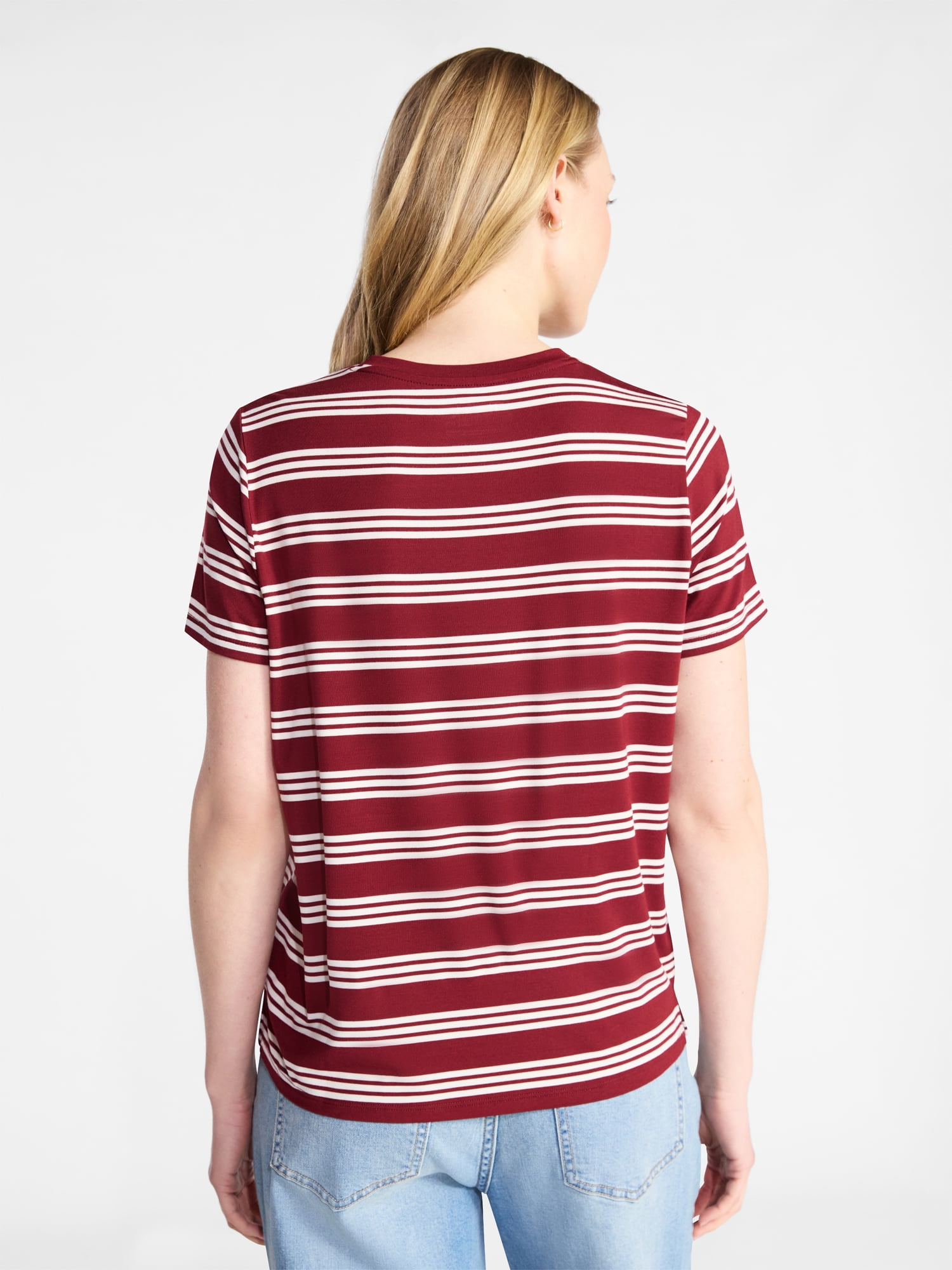 Time and Tru Women's Boxy Tee with Short Sleeves, Sizes XS-XXXL