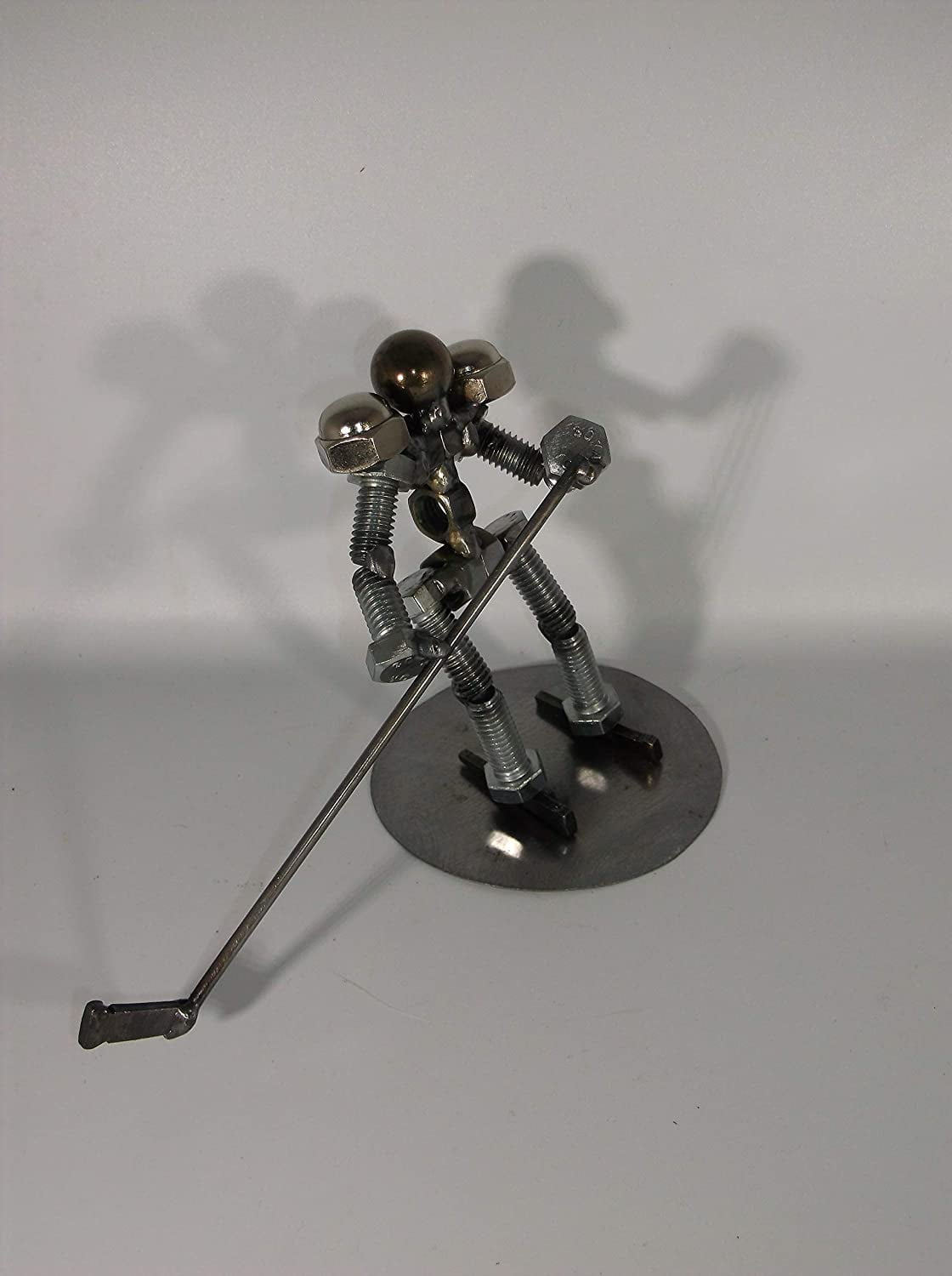 Hockey Player, Metal Bolt Figurine, Athlete, Upcycled Art