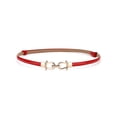 thumbnail image 1 of Cinturones delgados de alta cintura para mujeres Inspire Chic con hebilla de metal ajustable, hebilla doble redonda roja de 22"-39"*3/8" (L*W), 1 of 5