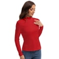 thumbnail image 3 of Women Mock Neck Long Sleeve Shirt Slim Fit Tops Base Layer Soft Lightweight Stretch Undershirts, 3 of 6