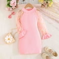 thumbnail image 2 of Icvfdpl Robe Bébé Fille Élégante Imprimé Dasy Chiffon Manches à Volants Rouge Confortable 5-6 Ans, 2 of 8