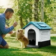 thumbnail image 4 of Dextrus Folding Large Dog House Outdoor Plastic Doghouse with Adjustable Skylight and Elevated Base Water Resistant Pet House for Small, Medium, and Large Dogs, 4 of 11