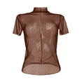 thumbnail image 3 of Womens Sexy Sheer See Through Tee Shirts Mesh Long Sleeve Neck T-Shirt Blouse, 3 of 4
