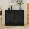 thumbnail image 2 of Living Room Cabinets Mid Century Modern V-shape Storage Cabinet, Buffet Cabinet with Storage, Narrow Side Cabinet for Living Room Entryway Hallway Kitchen, Coffee Bar, Black,Wooden Cabinets, 2 of 11