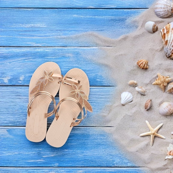 PTOOTP Beach Toe Ring Sandals Women Comfy Casual Beach Wear 1 Pair for Summer Outings