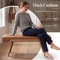 thumbnail image 4 of Dayalane 35.5" Mid-Century Modern PU Upholstered Bench, Tufted Ottoman Accent Bench with Solid Wood Trim, Bronze Metal Legs for Entryway, End of Bed, Brown, 4 of 12