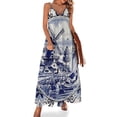 thumbnail image 2 of DUTCH BLUE DELFT: Vintage Windmill Print Sleeveless Dress loose summer dress summer dress for women long sleeve dresses, 2 of 6