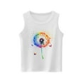 thumbnail image 5 of XADYUY Girls Tank Tops Size 6 Summer Crewneck Sleeveless Tunic Tank Tops for Girls Cute Colorful Dandelion Graphic Loose Dancewear,White, 5 of 5