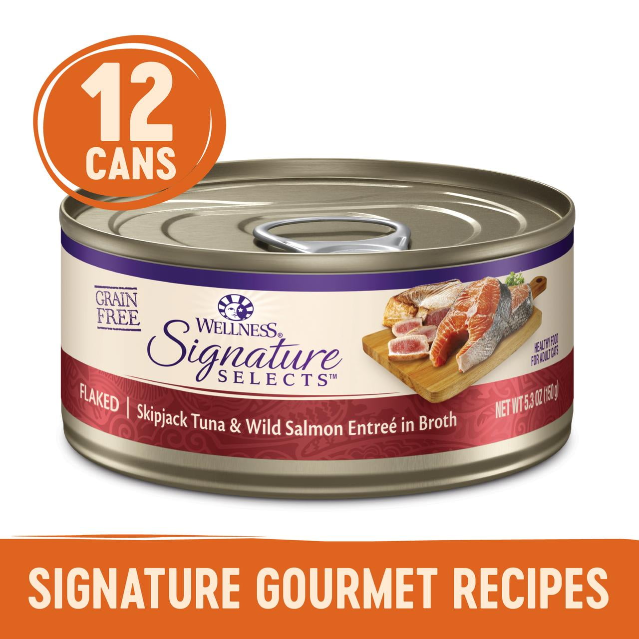 Wellness CORE Signature Selects Grain Free Canned Cat Food, Flaked Skipjack Tuna & Wild Salmon
