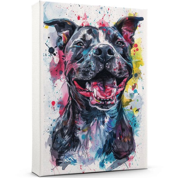 American Staffordshire Terrier Canvas Wall Art, Modern Cute Colorful American Staffordshire Terrier Canvas Dog Art Pictures Wall Decor for Kids Bedroom Decoration Unframed 8x12 inches