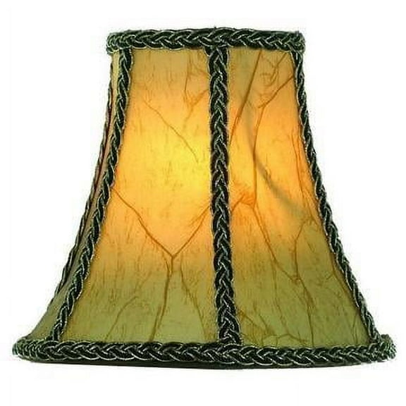 Upgradelights Aged European Parchment with Braided Black and Gold Trim 8 Inch Clip On Chandelier Lampshade 4x8x6