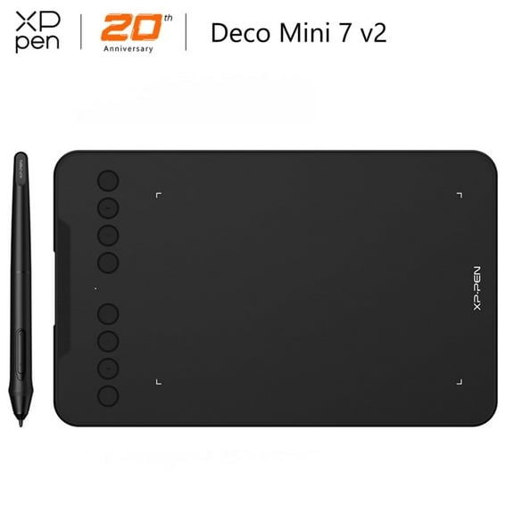 XP-PEN Deco Mini7 Graphic Drawing Tablet with 16384 Pressure Pen Digital Art Tablet Compatible with Chromebook Online Teaching/E-Learning