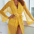 thumbnail image 5 of Njagoc3 Women's Long Sleeve Sheer Robe Set - Solid Color, Elegant Style, Nightwear & Special Occasion Wear, 5 of 6