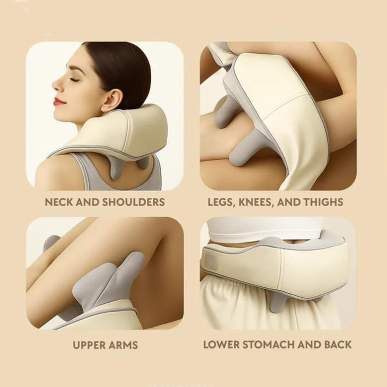 Noxa Neck and Shoulder Massager, with Heat, Adjustable Heat and Massage Speed, Portable Rechargeable Shiatsu Massage Device, Adjustable Modes (Gray)