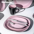 thumbnail image 3 of Stoneware Square 16pc Dinnerware Set, Inside Shiny Rose + Outside Matte Black, 3 of 9