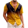 thumbnail image 2 of Beach Shirts for Men Men's Holiday Seaside Leisure Loose Button Stand Digital 3D Print Short Sleeve Shirt Top Mens Shirt Gold XXXL, 2 of 4