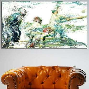 DESIGN ART  "Baseball In Action" Canvas Art Print