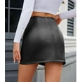 thumbnail image 5 of Scacto Women PU Leather Bodycon Short Skirt Tulip Hem Ruched Wrap Skirt Mini Bodycon Skirt, 5 of 5