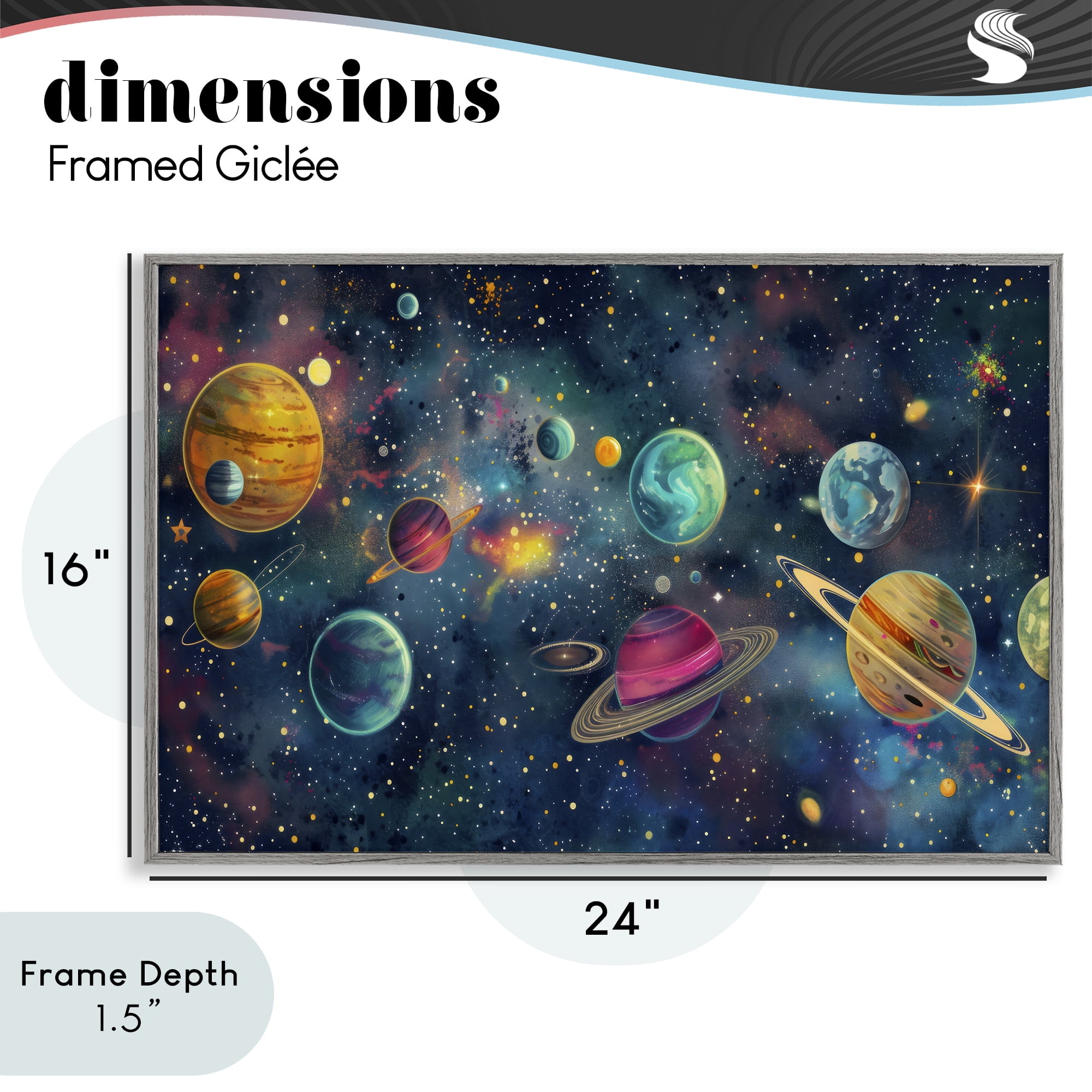 Stupell Industries Celestial Planetary Parade Gray Framed Giclee Art, design by Creative Studio