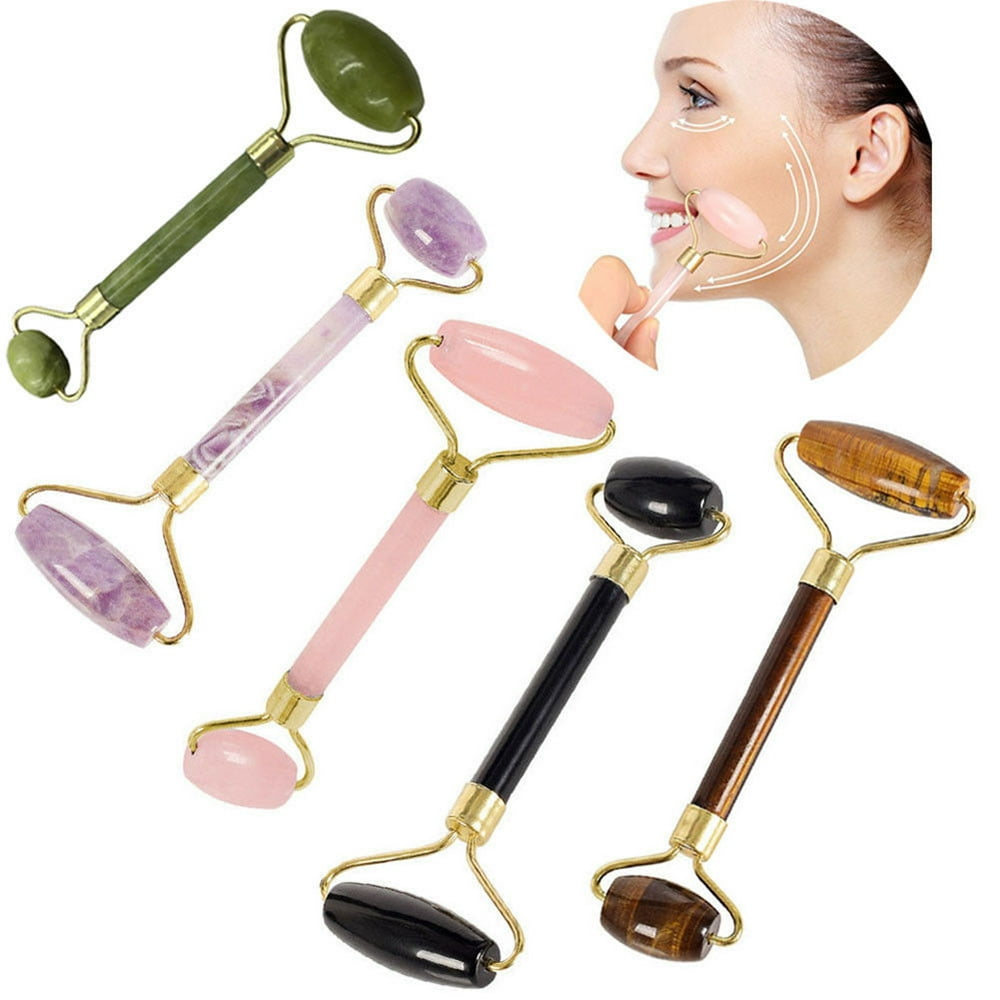 Cheers.US Jade Roller for Face, Jade Stone Facial Roller Portable Jade