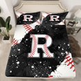 thumbnail image 2 of jejeloiu Monogrammed R Queen Sheet Sets,Baseball Lover Flat Sheet,Ball Sport Games Queen Fitted Sheet For Teens,Ultra Soft Bedroom Decor,4pcs, 2 of 7