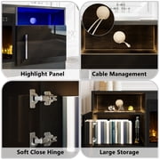 BOSSIN Fireplace TV Stand with 36 inch Fireplace Up to 80 TVs,LED Light Entertainment Center with Highlight Storage Cabinet for living room