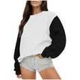 thumbnail image 2 of QQAMB Oversized Sweatshirts for Women Color Block Crewneck Long Sleeve Fall Winter Trendy Pullover Tops, 2 of 6