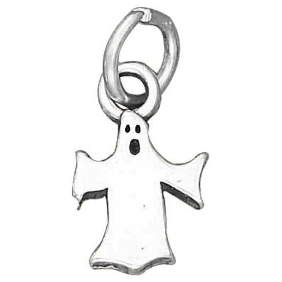 Sterling Silver 16" .8mm Box Chain Moaning Halloween Ghost Pendant Necklace
