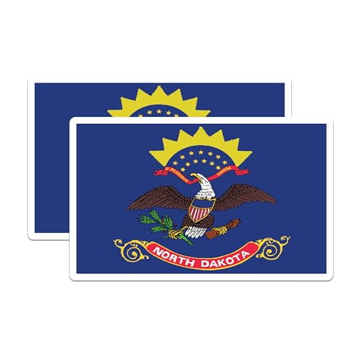 (2 Pack) North Dakota State Flag Magnets - ND State Flag Magnet - Choose from 50 States - 5" On Longest Side - Premium Magnet - for Cars, Refrigerators, Toolboxes - Made in USA - MAG1320
