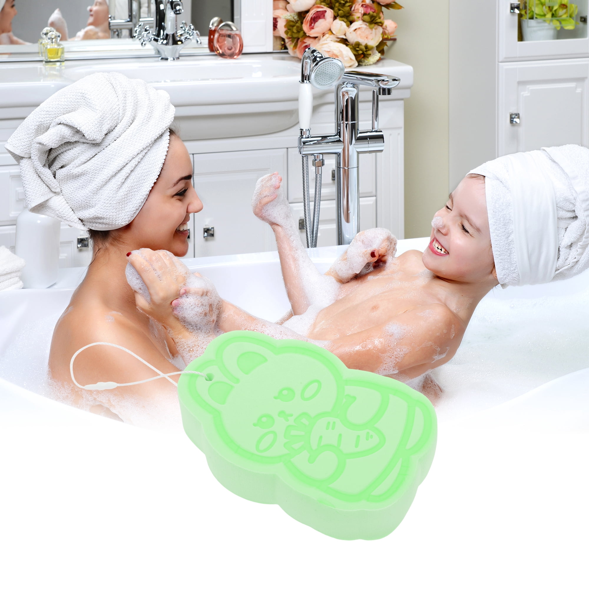 Unique Bargains Rabbit Bath Sponge Body Scrubber 1 Pc Cyan