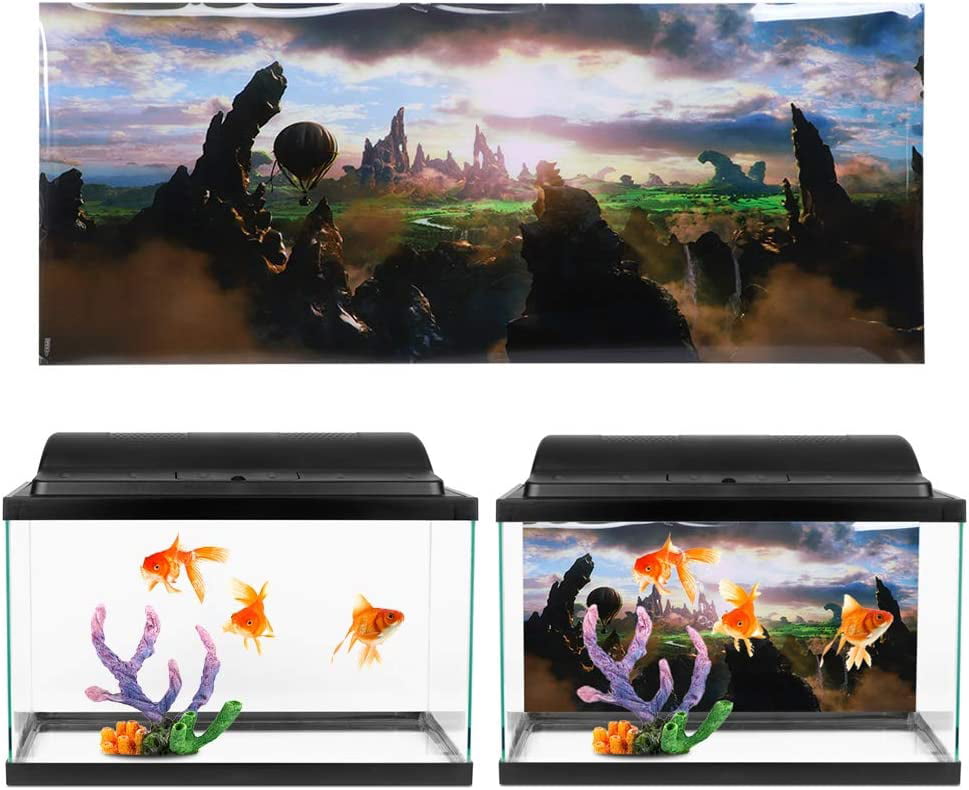 eecoo Fish Tank Background Poster Vivid 3D Effect Adhesive Coral Seaworld Poster for Aquarium Fish Tank Decoration Paper 