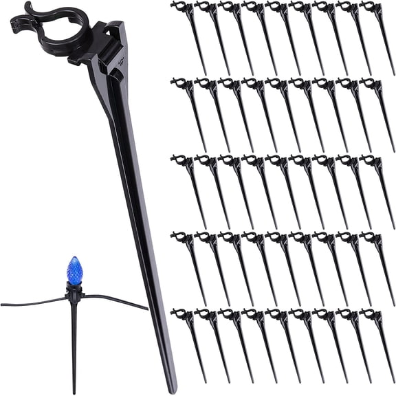 Ebaokuup 100pcs 7.5 Inch Christmas Light Stakes,Yard Lawn Light Stakes for C7 C9 Christmas String Lights,Universal Outdoor Light Holders for Christmas Decorations Garden Patio Path (Black-7.5")