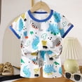 thumbnail image 2 of CAUYDY Summer Outfit for Toddler Girls 4T 5T 6T 7T Kids Two Piece Short Sleeve Top Elastic Waist Shorts Set 1T 2T 3T Baby Girl Spring Summer Pajamas 2Pcs Set (Sizes 18-24 Months,D1-Dark Blue), 2 of 4