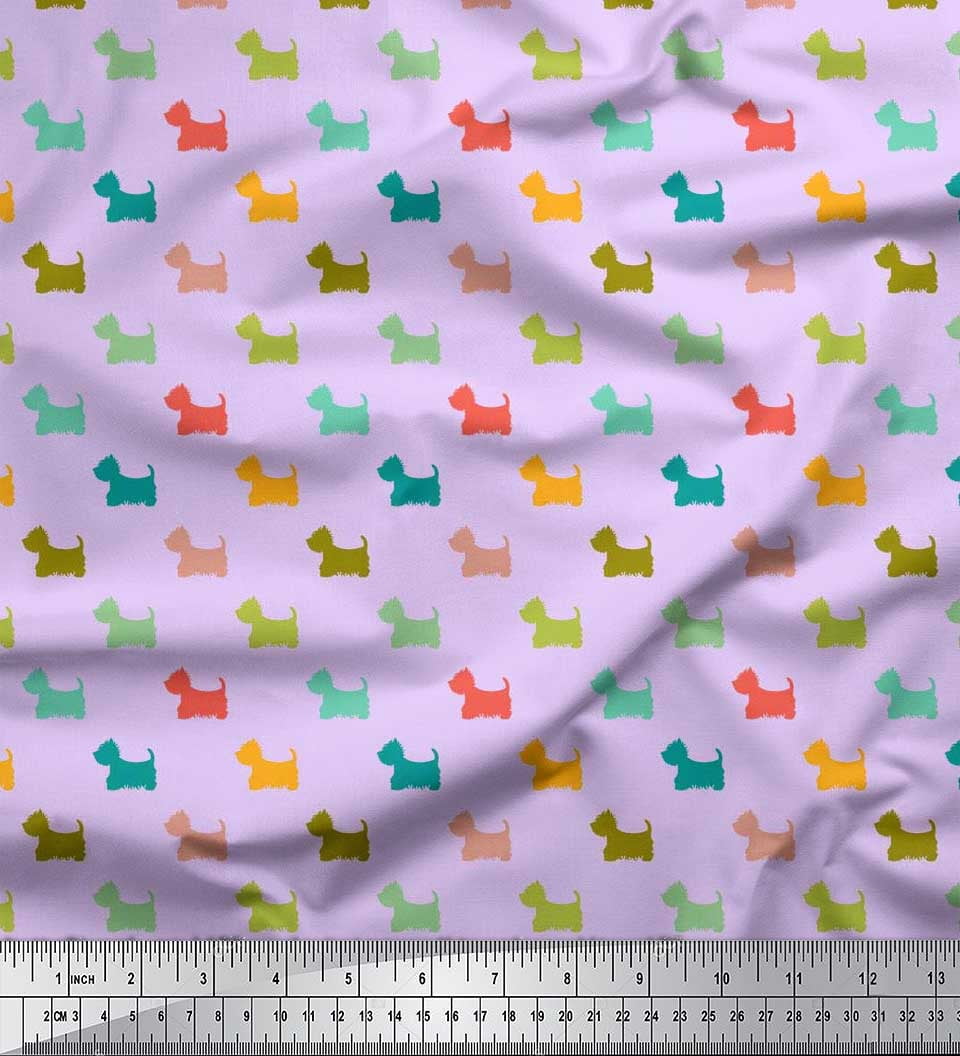 Soimoi Satin Silk Fabric Havanese Dog Print Fabric by The Yard 42 Inch ...